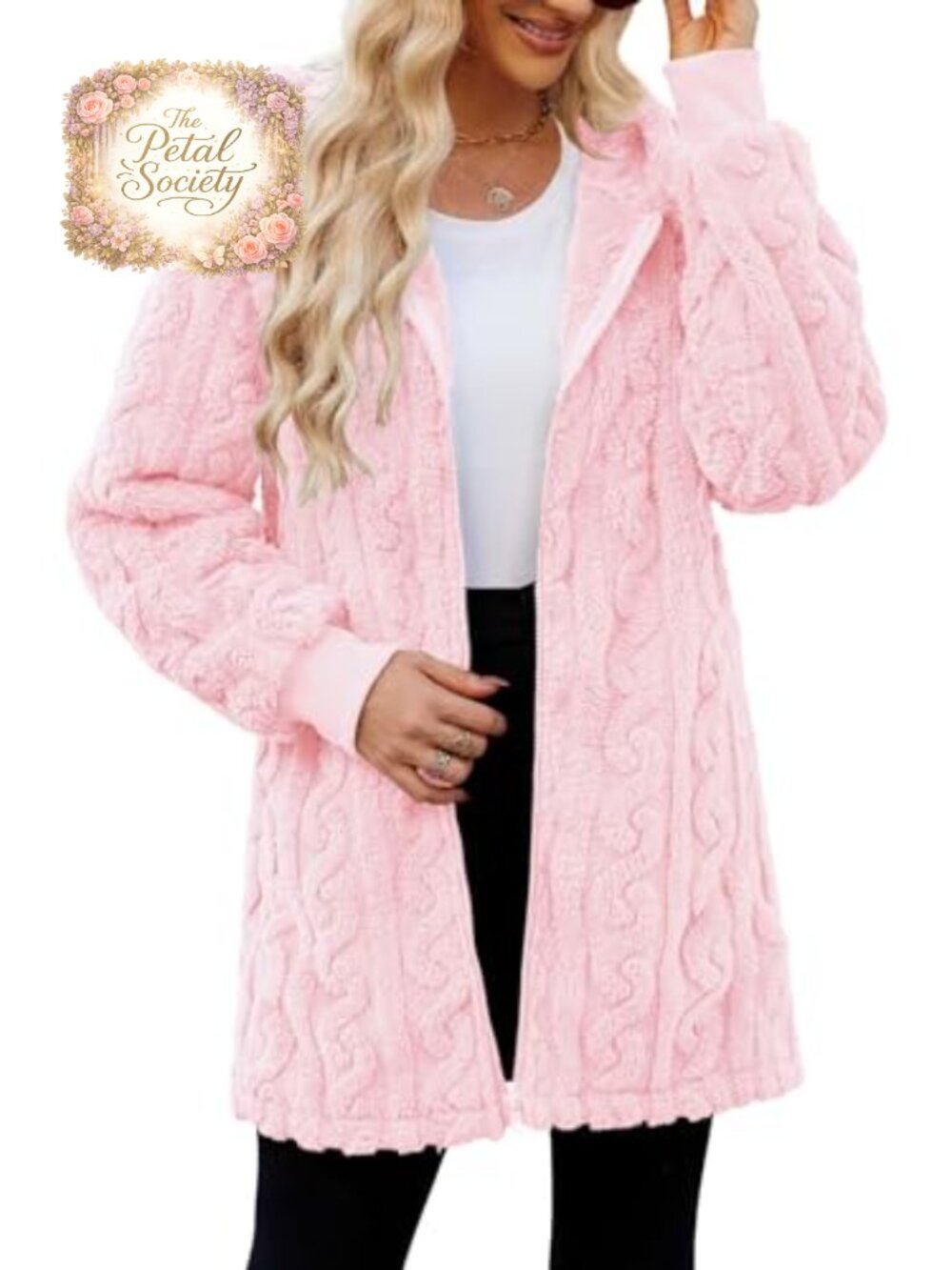 Women's Oversized Fleece Zip Up Hoodie with Pockets Long Sherpa Teddy Coat